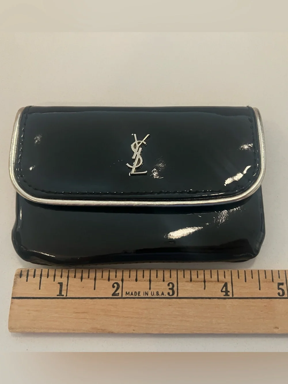YSL beauty Black glossy pouch.